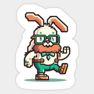 Cute happy kawaii 8-bit 16-bit pixel easter rabbit bunny Sticker